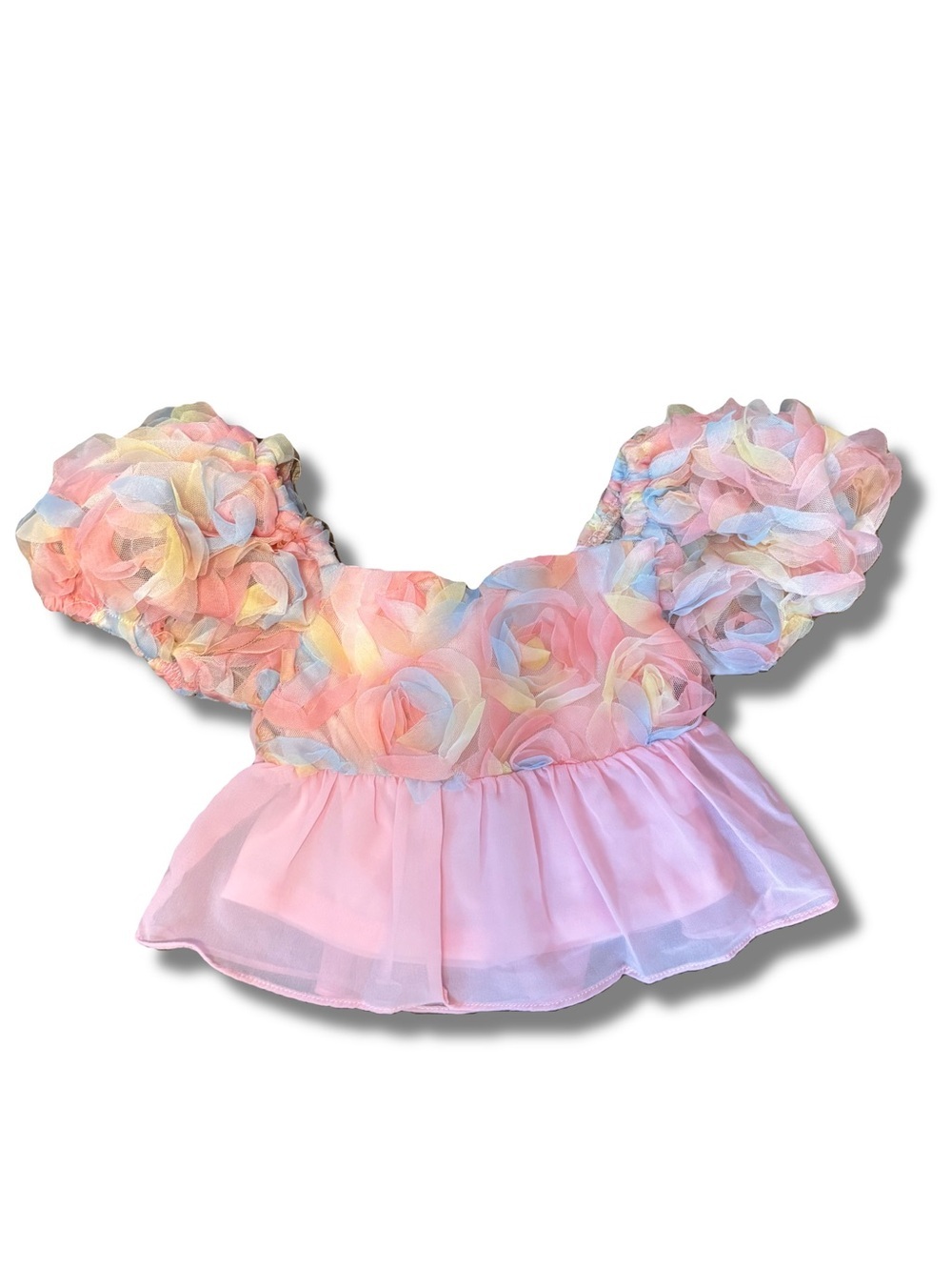 Badgley Mischka Girls 2T Floral Pastel Fit & Flare Top Dressy Floral Spring